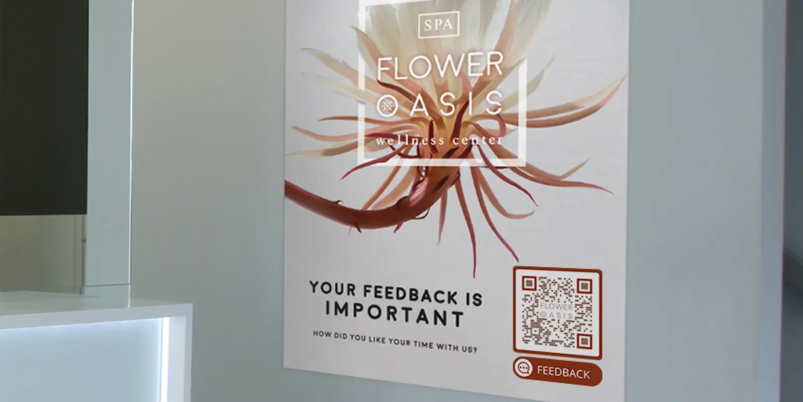 Poster to provide feedback via QR Code at a wellness center.