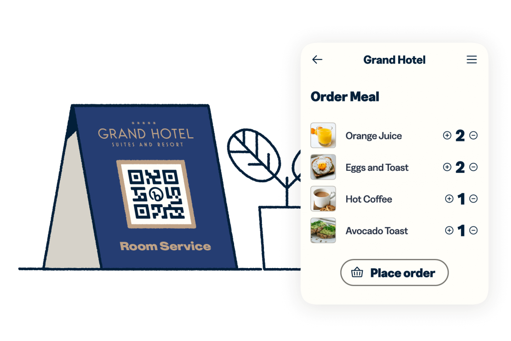QR Code on table top that links to a menu
