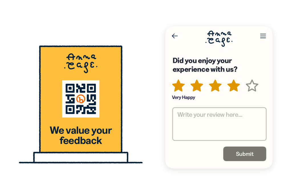 QR code for customer feedback at Amma Cafe