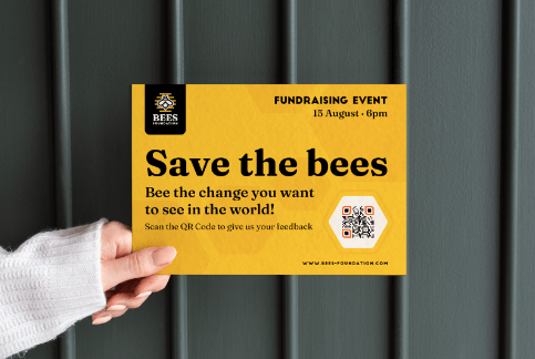 A QR Code flyer inviting users to register for an upcoming fundraising event