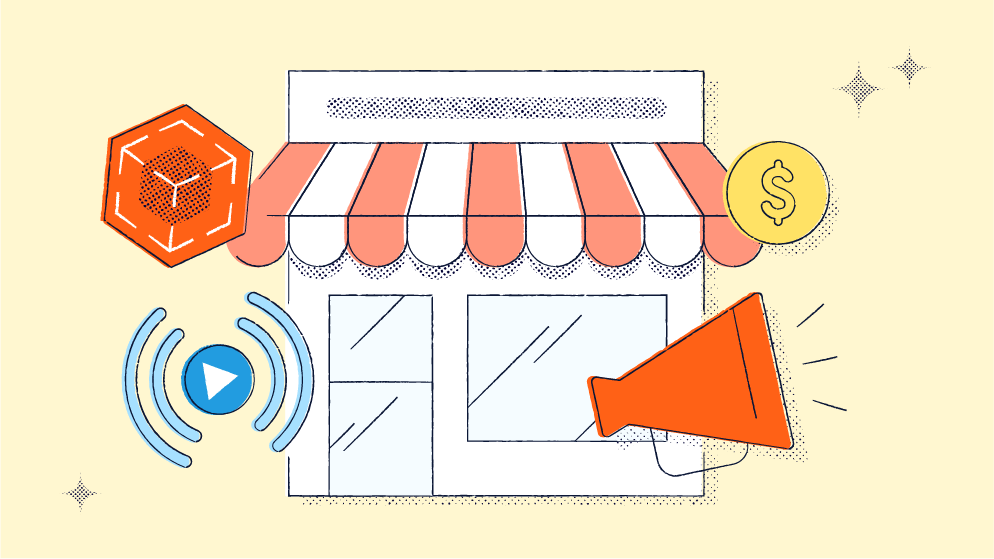 An illustration of a small storefront.