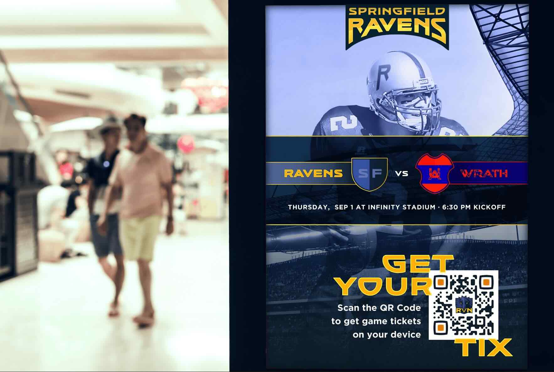 A QR Code with text crowding into the quiet zone.