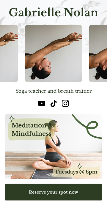 Booking page for a Yoga teacher.