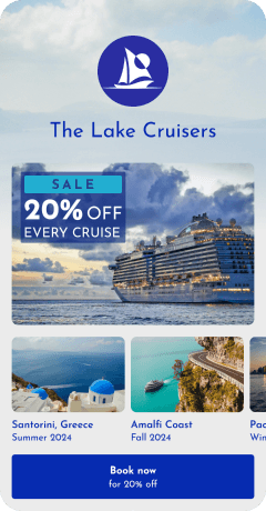 A booking page for a cruise line.