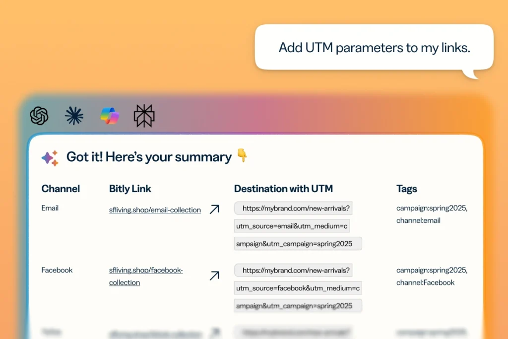 Tell your AI assistant how your links should be structured, from naming conventions and UTM parameters to tagging taxonomy.