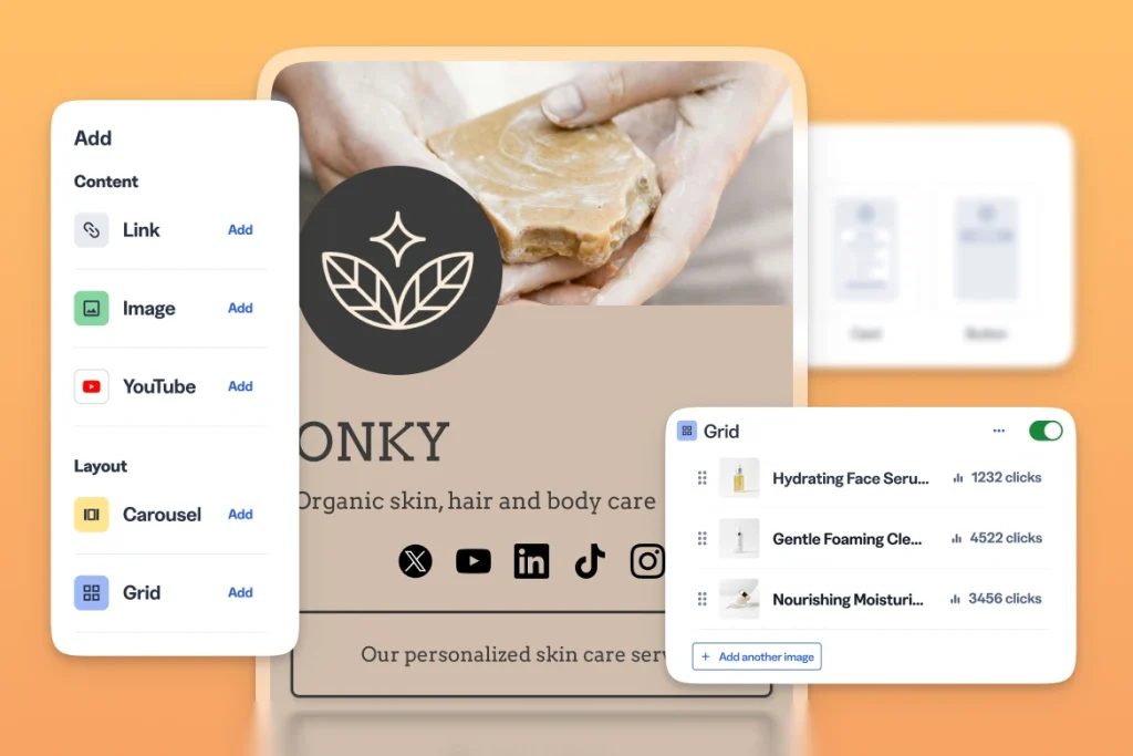 Customizable landing page with fonts and layouts