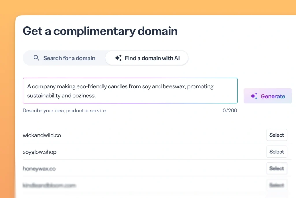 Product screenshot of Bitly find a domain with AI tool on mobile