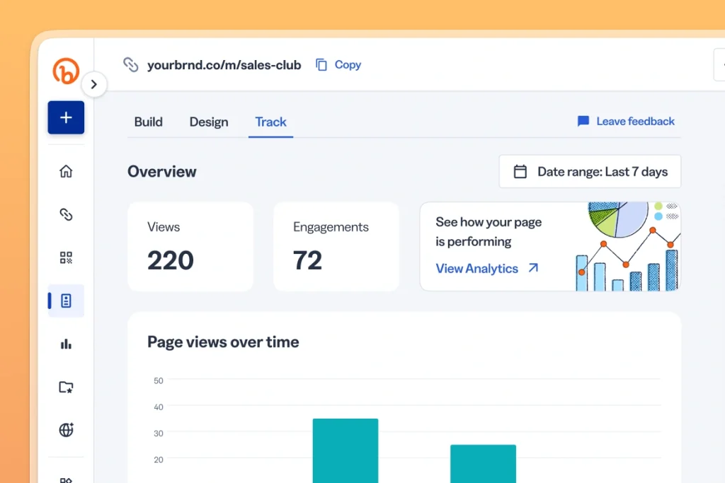 Bitly Pages tracking overview chart