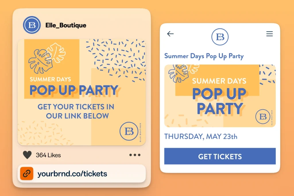 Bitly short link example for tickets to a party