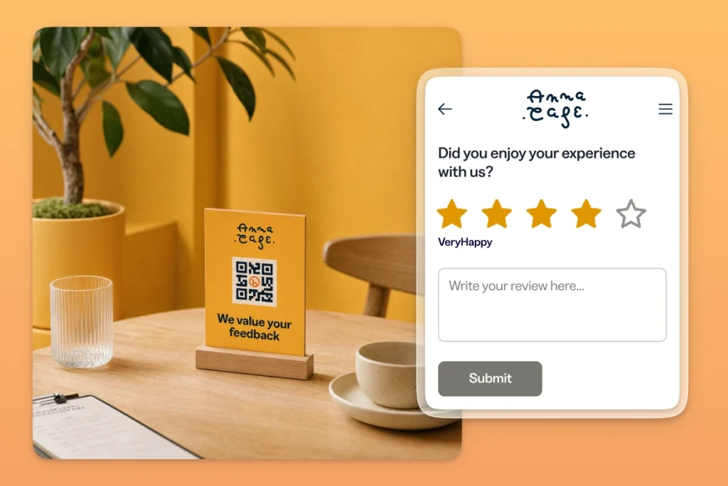 QR code for customer feedback at Amma Cafe