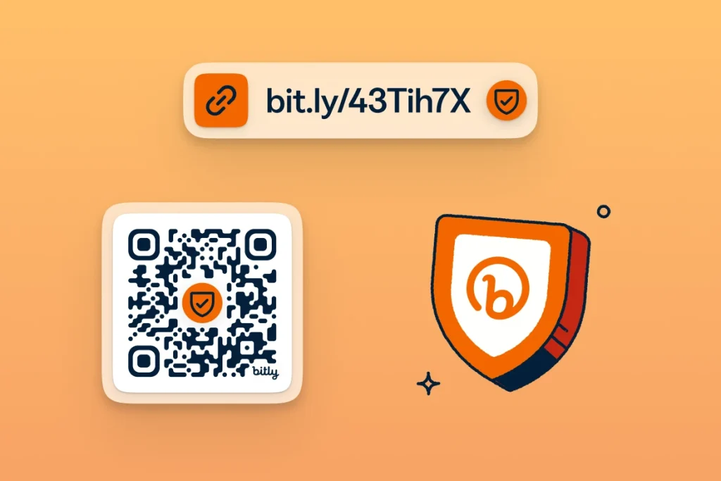 Bitly short link, QR code and trust and safety shield