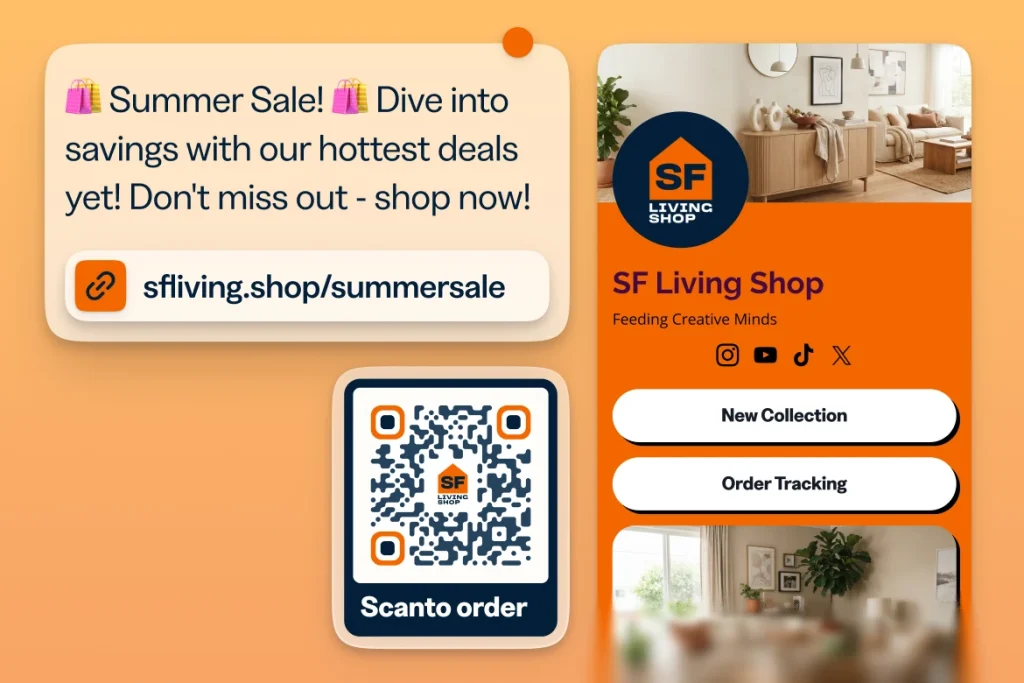 Summer sale short link, QR Code and Bitly Pages UI