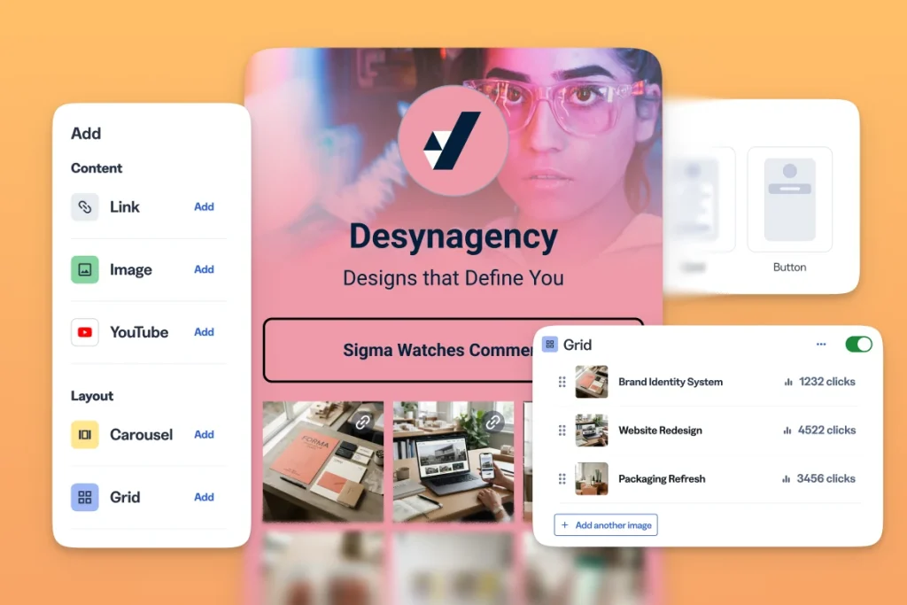 Link-in-bio and pages UI