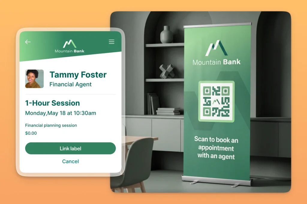 QR code to book an appointment with a financial agent