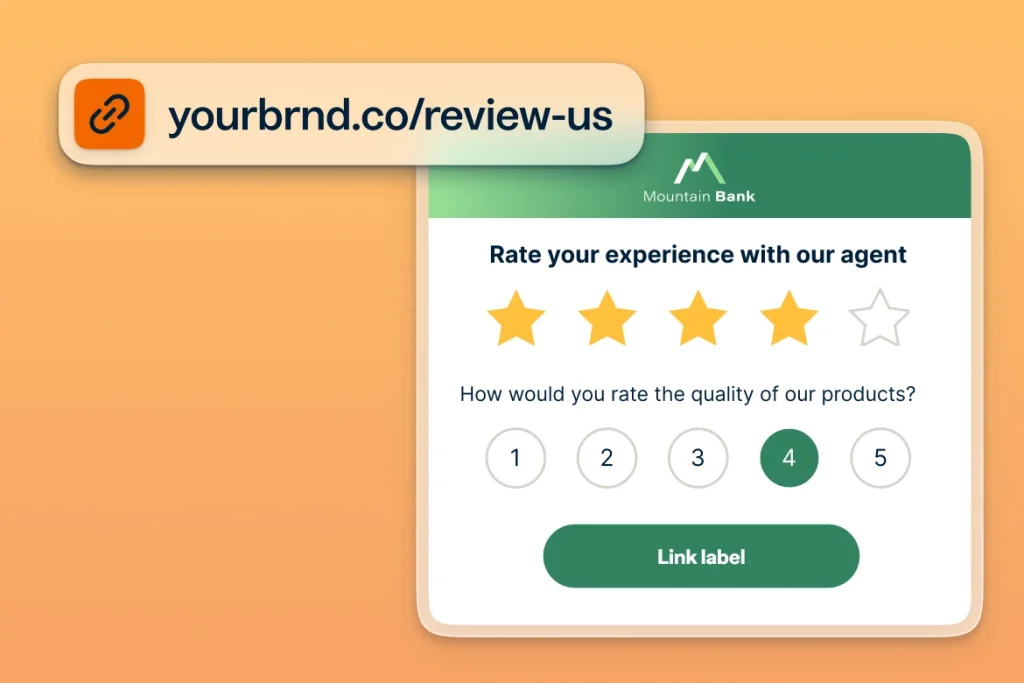 Branded short link for customer reviews