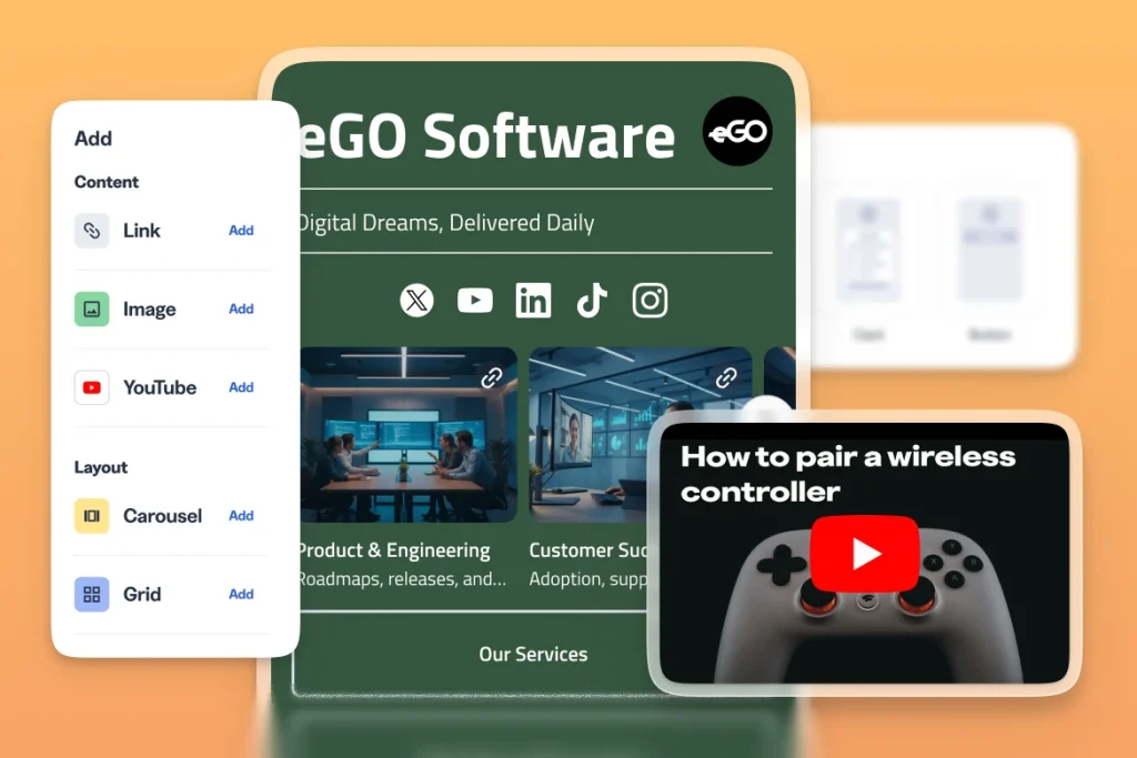 Customizable link-in-bio page