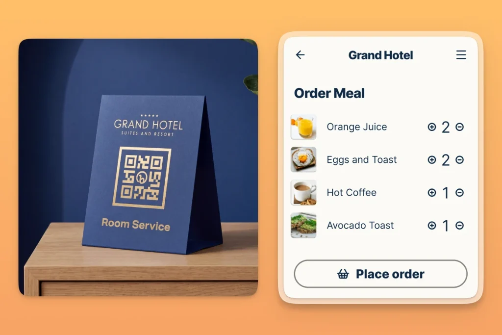 QR Code on table top that links to a menu